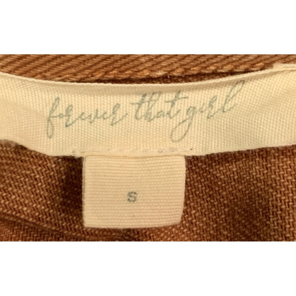 Forever That Girl Anthropologie Shirt Womens Small Ochre Washed Pullover V Neck - Picture 7 of 9